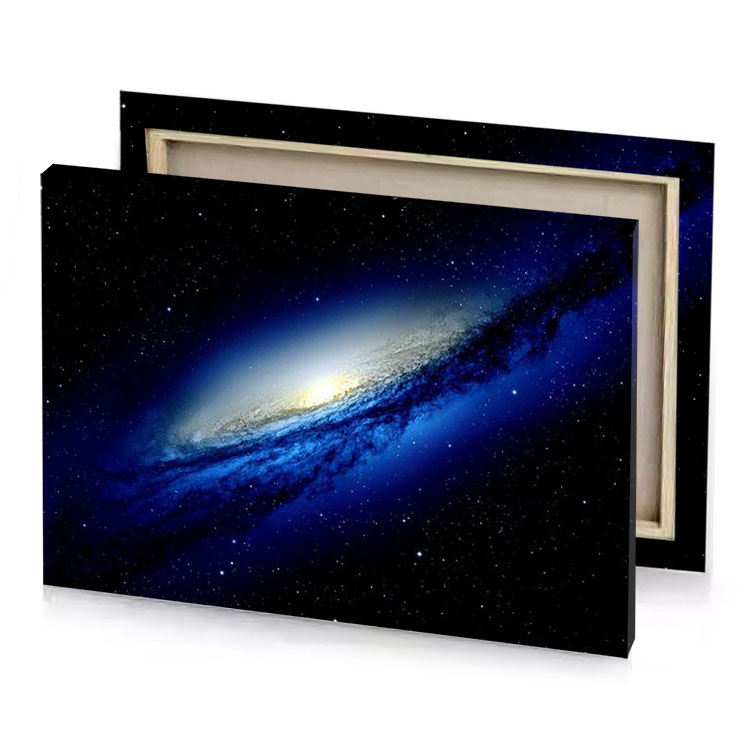 a galaxy with stars and bright blue star sapphire canvas