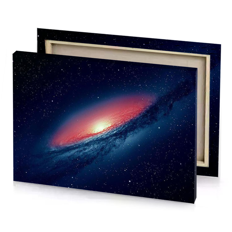 a galaxy with stars and bright red light sapphire canvas