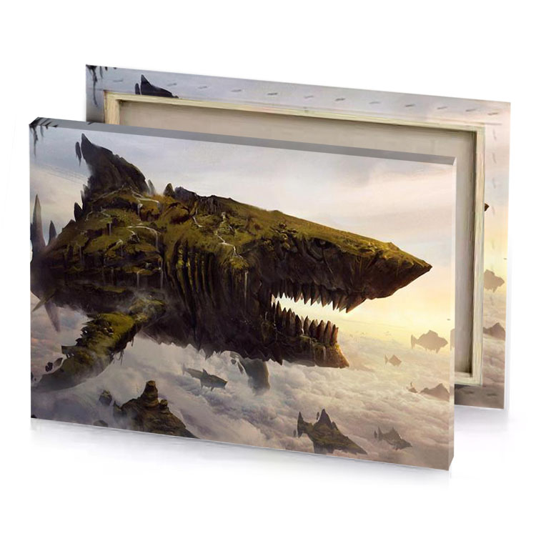 a giant dinosaur in the sky with large head zinnwaldite brown canvas