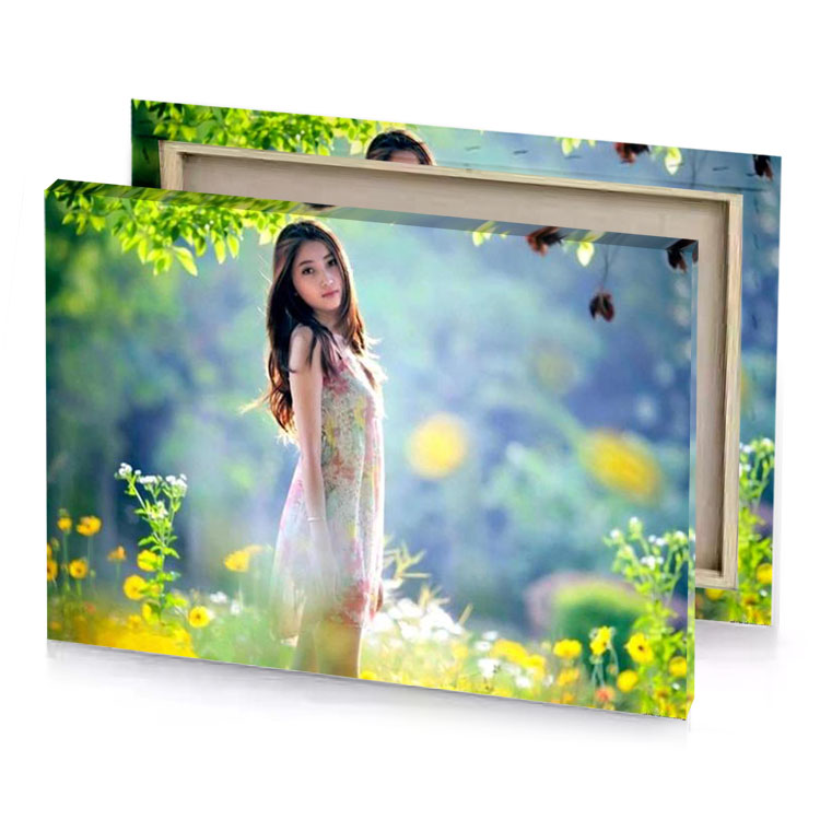 a girl in field of flowers light steel blue canvas