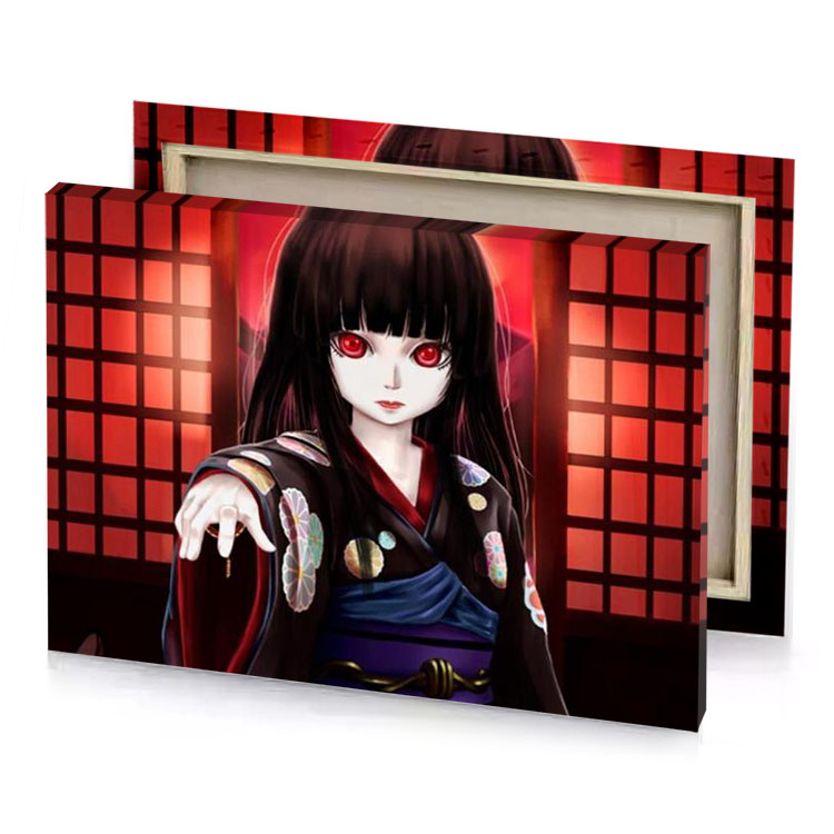a girl in kimono linen canvas