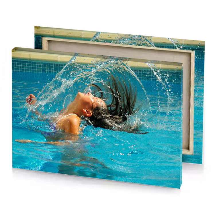 a girl in pool copper canvas