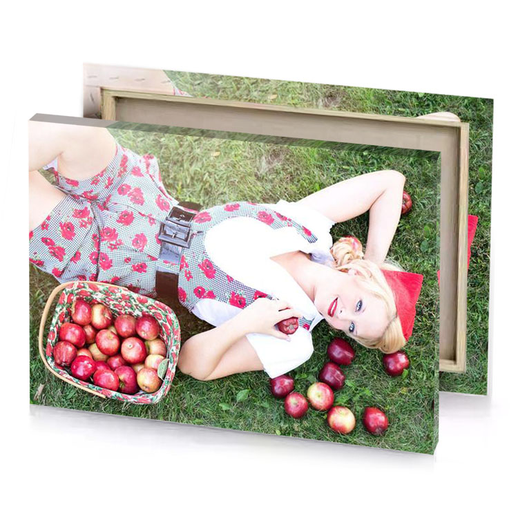 a girl laying on the grass with apples white smoke canvas