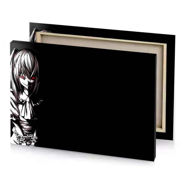 a girl with red eyes and sword white smoke canvas