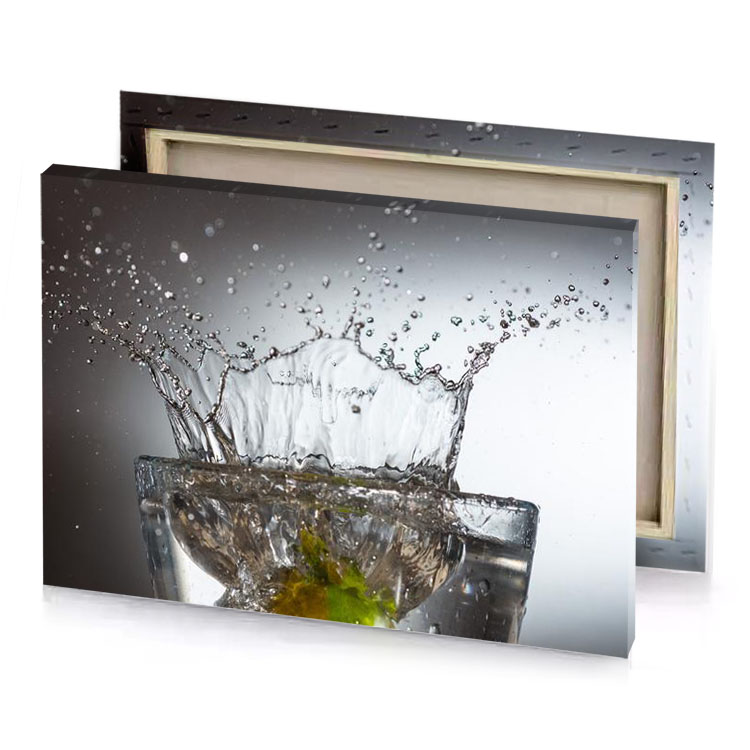 a glass filled with water and lemon lavender canvas