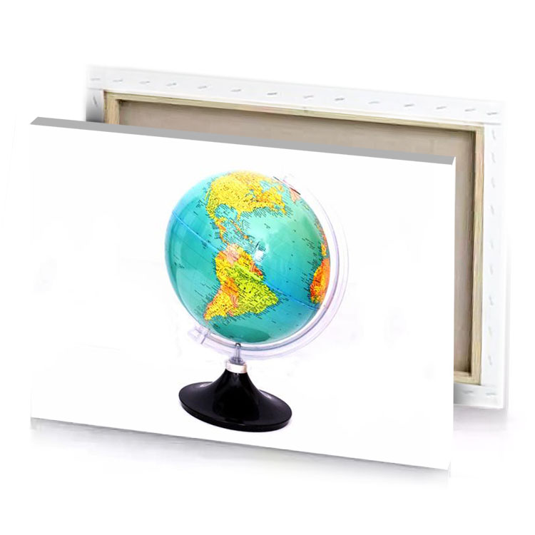 a globe with white background medium turquoise canvas