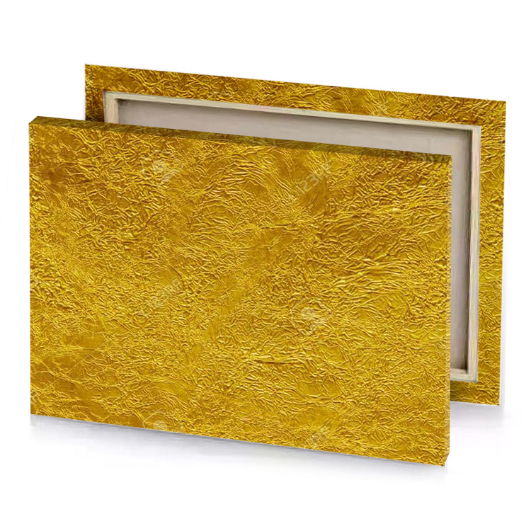 a gold foil texture background with rough dark golden rod canvas