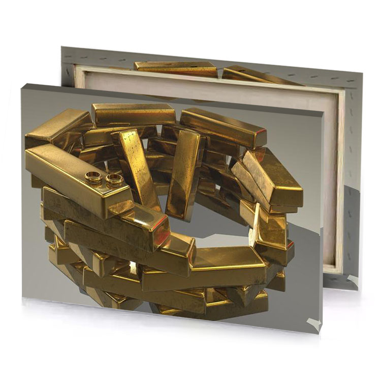 a gold ring made of bars bistre canvas