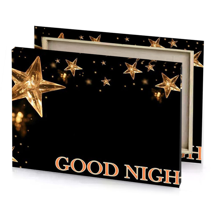a gold star frame with the words goodnight black canvas