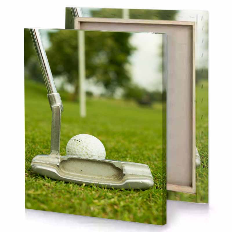 a golf ball on put putter olive drab canvas