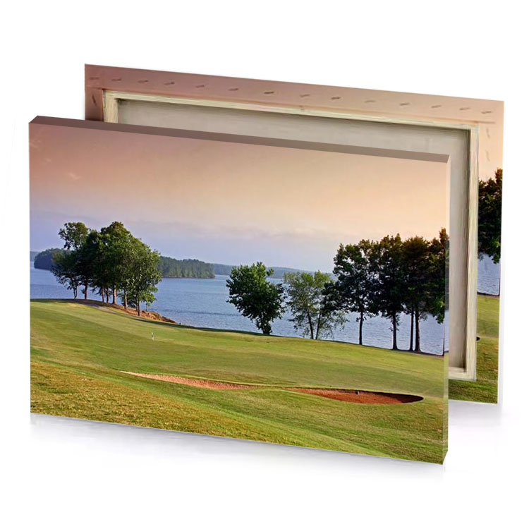 a golf course with lake in the background manatee canvas