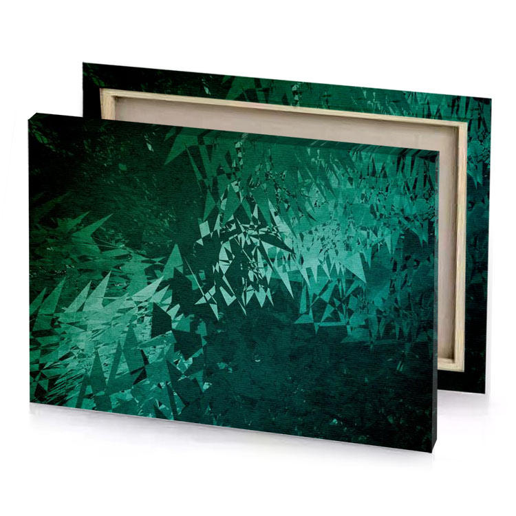 a green and black background with broken glass prussian blue canvas