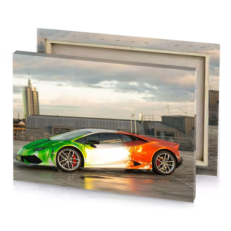 a green and orange lamb linen canvas