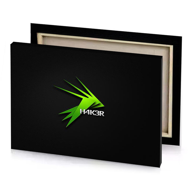 a green arrow logo on black background lawn canvas