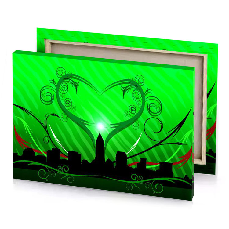 a green background with heart shaped design slimy canvas