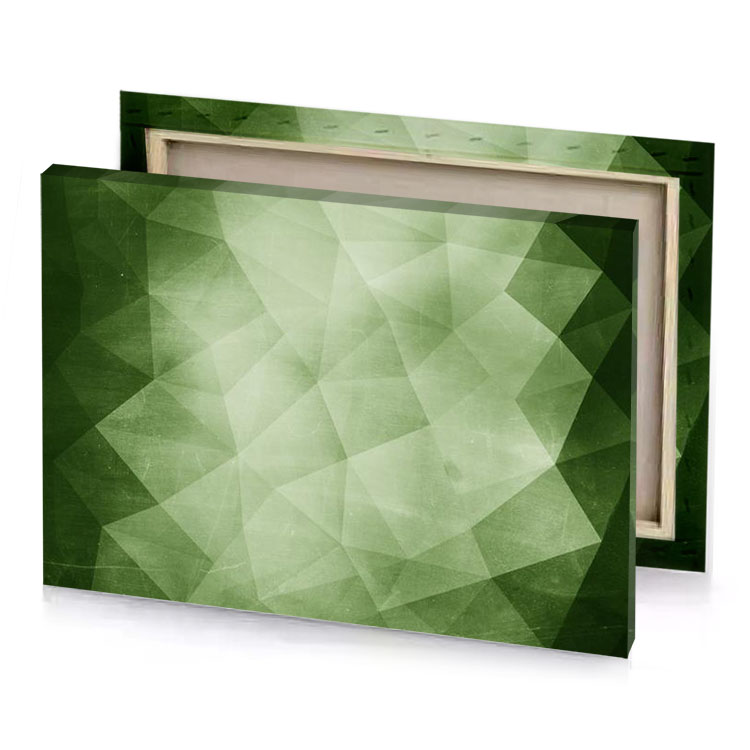 a green background with pattern of triangles sage canvas