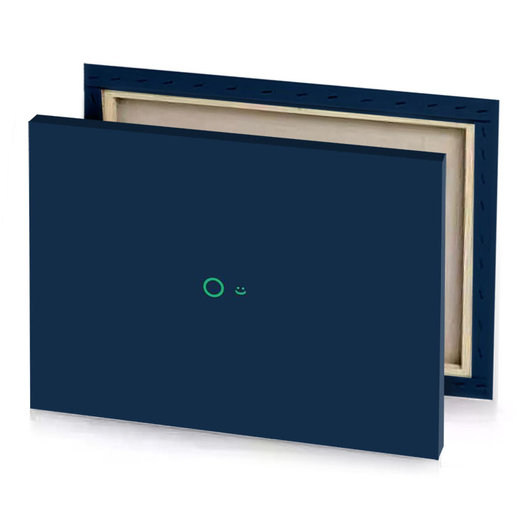 a green circle on dark blue background prussian canvas