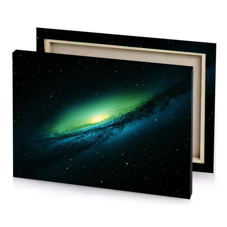 a green galaxy with stars in the background medium sea canvas