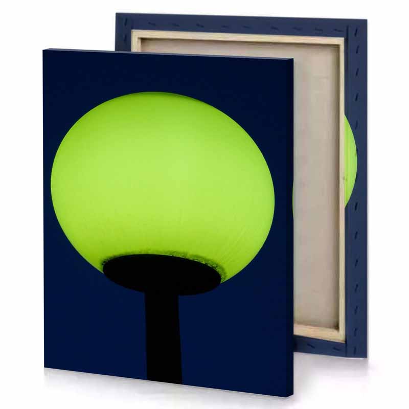 a green light on pole yellow canvas