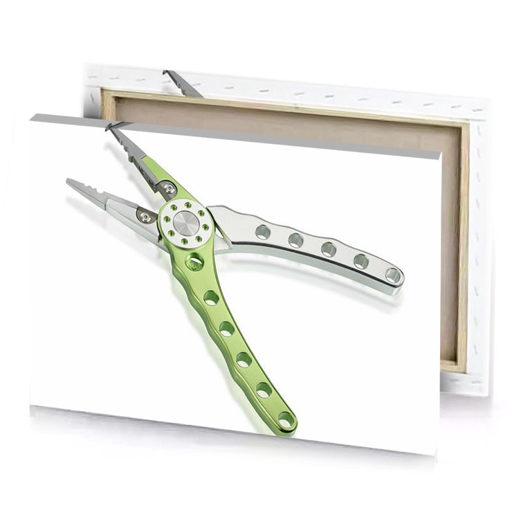 a green pliers with white background sage canvas