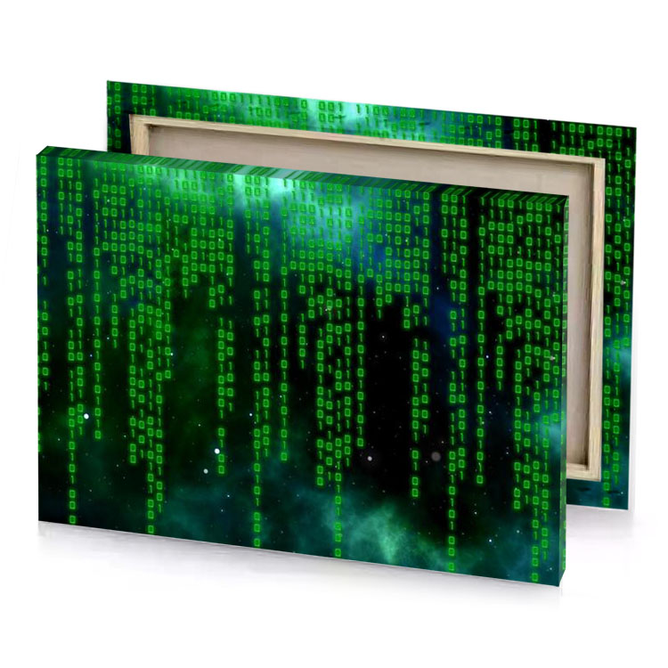 a green screen with binary numbers on it dark canvas