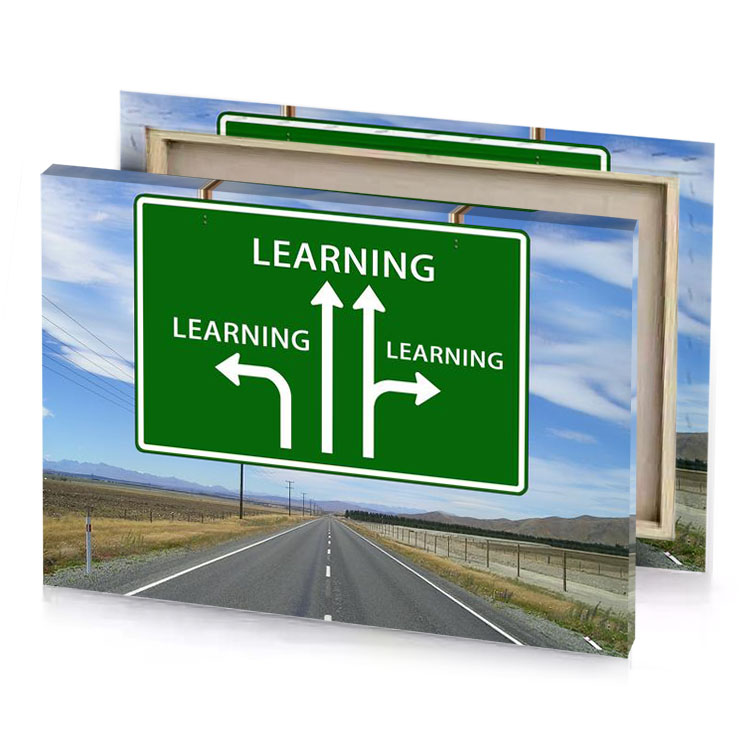 a green sign with white arrows dark canvas