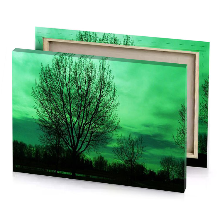 a green sky with some trees in the fore hunter canvas