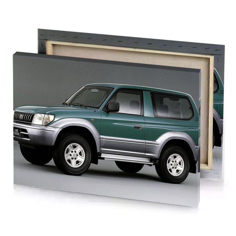 a green suv parked in gray room charcoal canvas