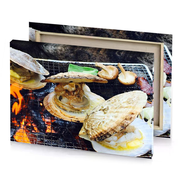 a grill with food on it dark khaki canvas