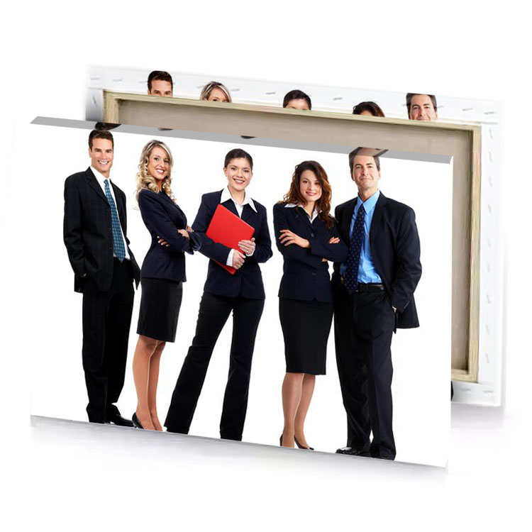 a group of business people standing together snow canvas