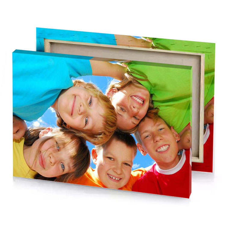a group of children standing in circle bright turquoise canvas