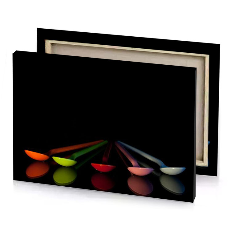 a group of colorful lights on black background burgundy canvas
