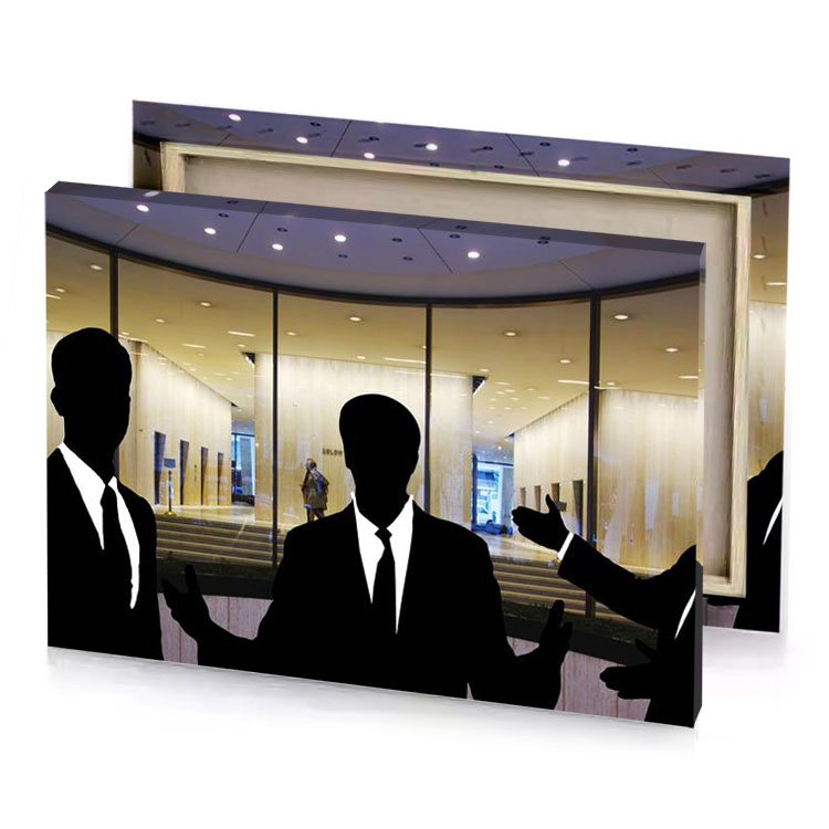 a group of men in suits standing circle tan canvas