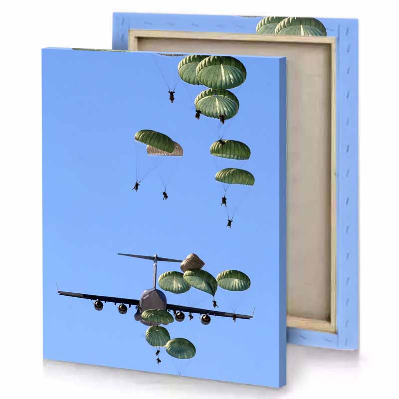 a group of paratros light sky blue canvas
