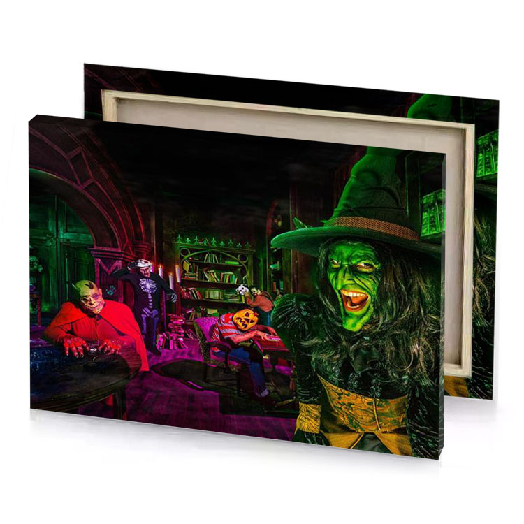 a group of people dressed as witches in bar garnet canvas