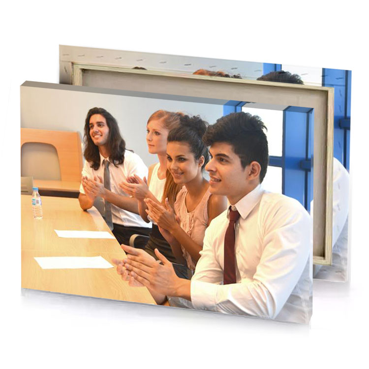a group of people sitting around table champagne canvas