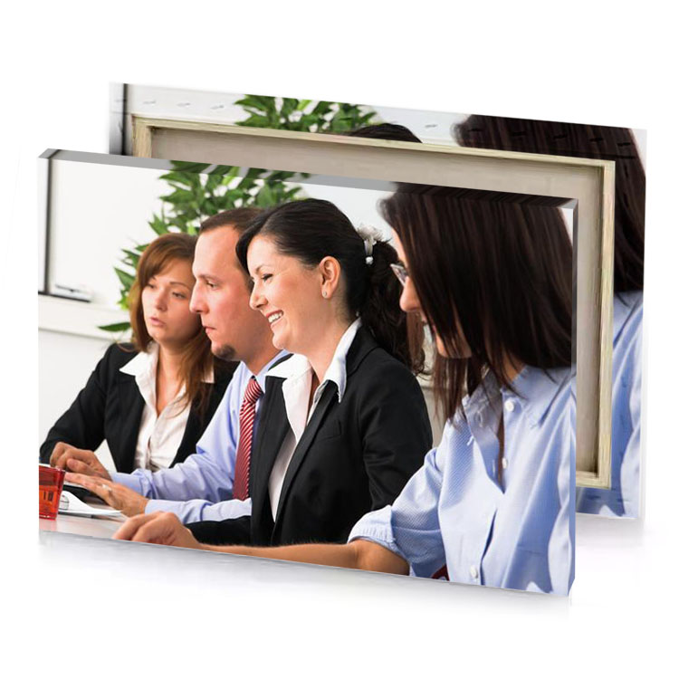 a group of people sitting at table smoky black canvas