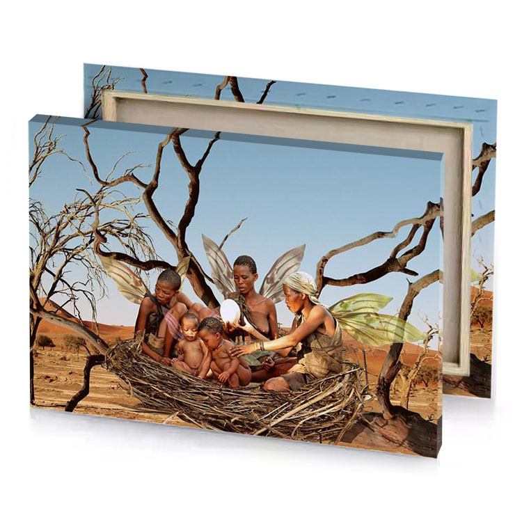 a group of people sitting in nest moonstone blue canvas