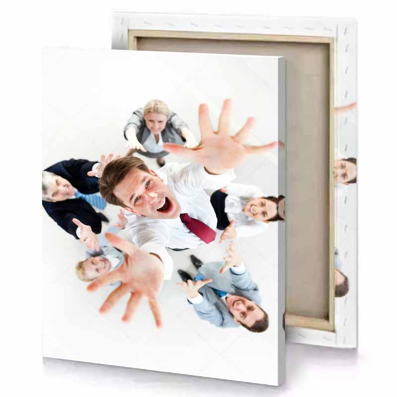 a group of people standing in circle white smoke canvas