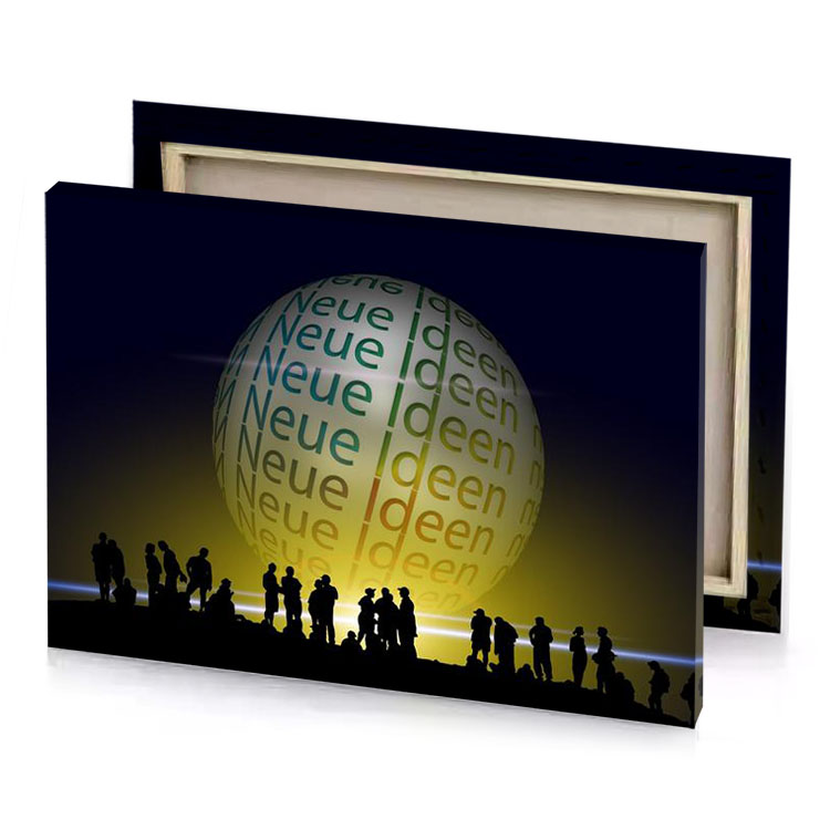 a group of people standing in front large sphere peru canvas
