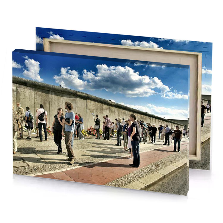 a group of people standing on sidewalk rosy brown canvas