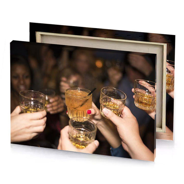 a group of people toasting with glasses alcohol smoky black canvas