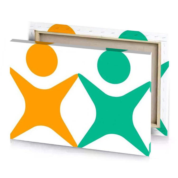 a group of people with different colors orange canvas
