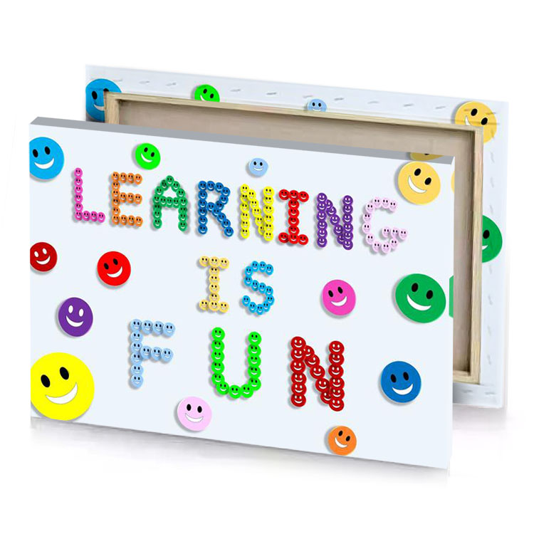 a group of smiley faces with the words smile alice blue canvas