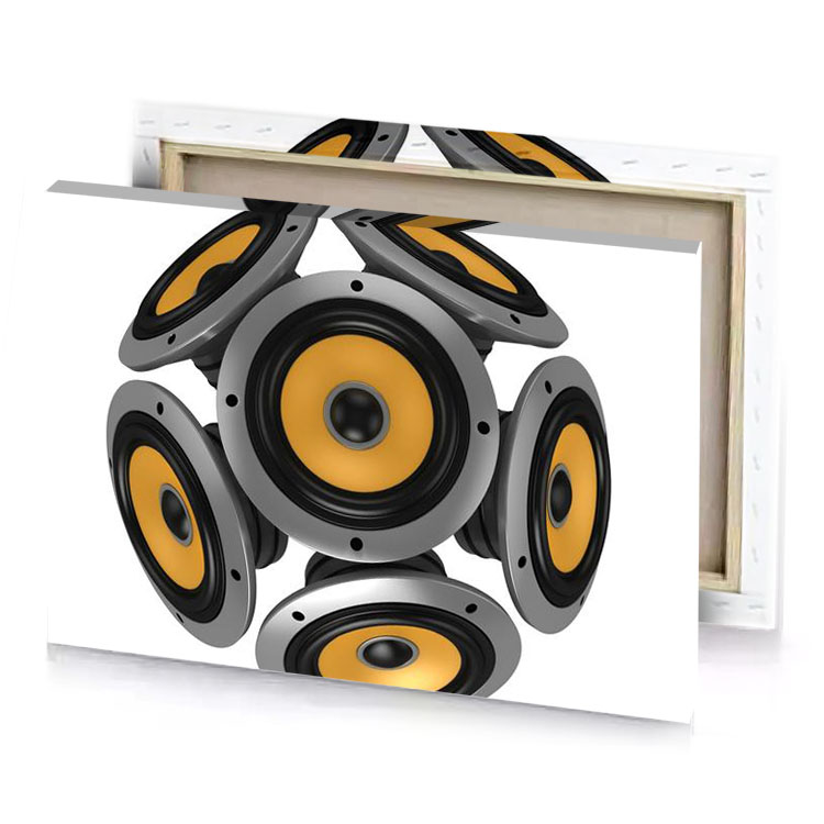 a group of speakers on white background peru canvas
