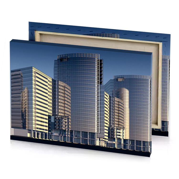 a group of tall buildings dim gray canvas