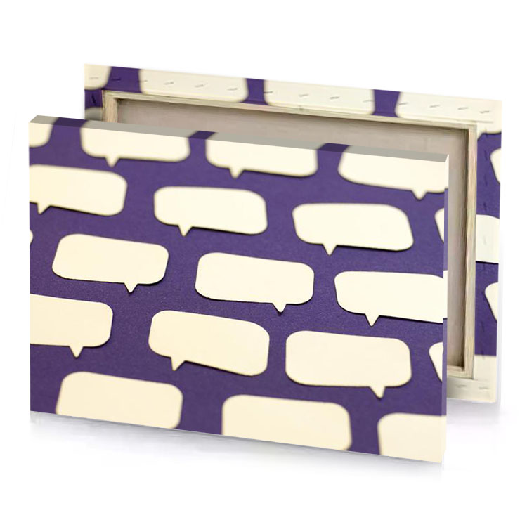 a group of white speech bubbles on purple background dark slate blue canvas