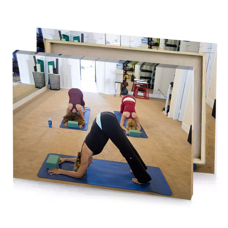 a group of women doing yoga in room rosy brown canvas