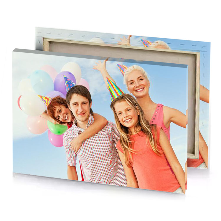 a group of young people standing in front blue sky light canvas