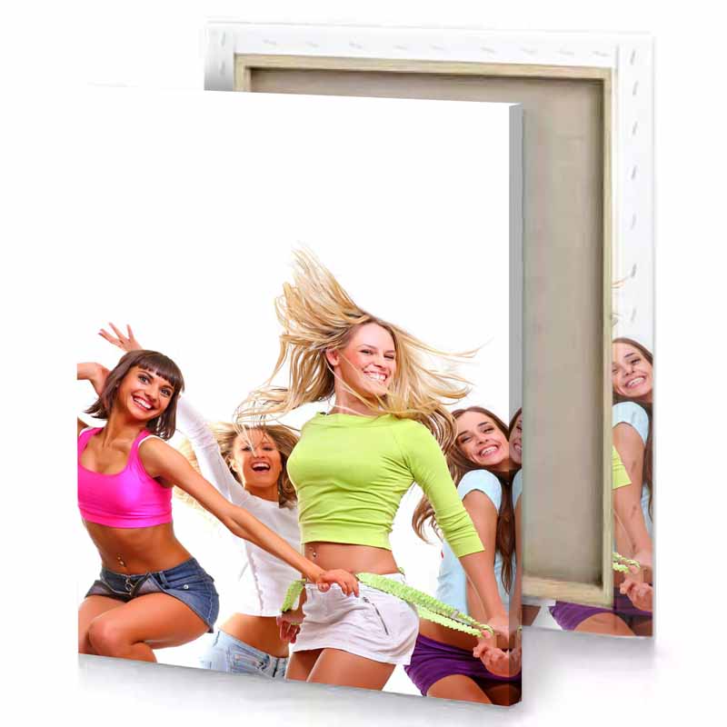 a group of young women jumping in the air snow canvas
